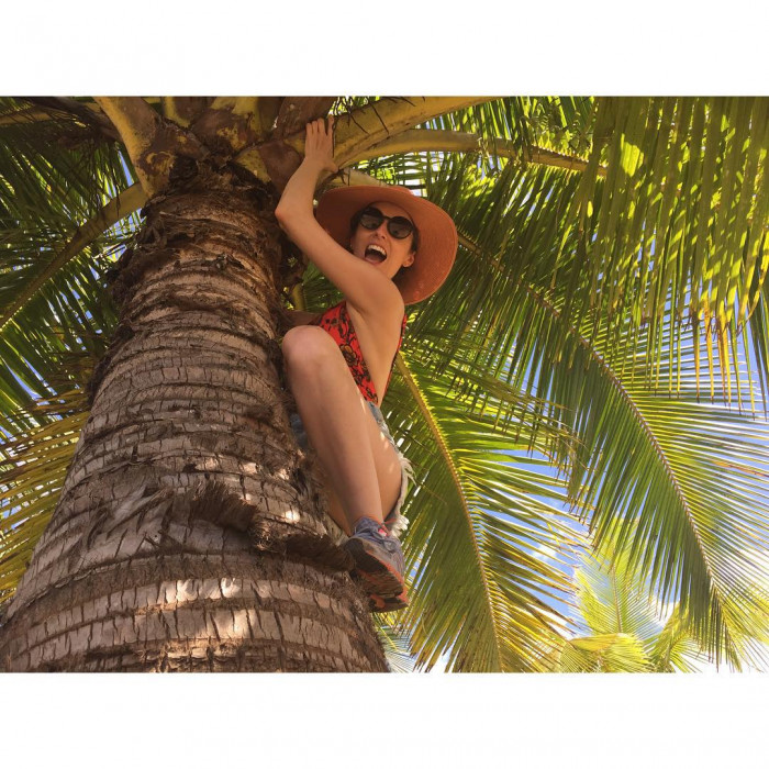 Anna Kendrick Exploring the Beach In Sexy Backless Bikini Top