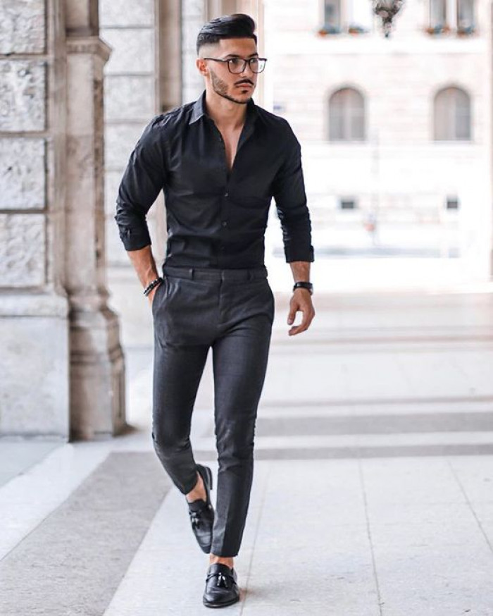 Trendiest Black Shirt Grey Pants Men