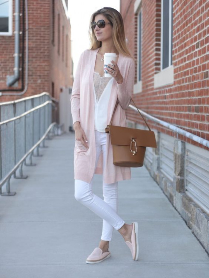 Modern look in this white and pink outfit