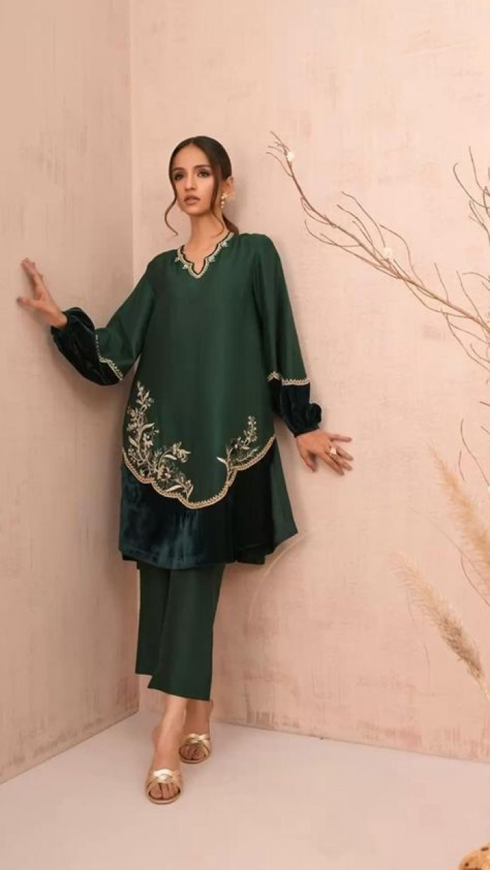 Short green kurti