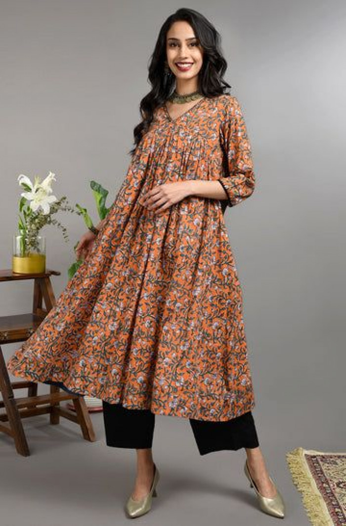 Lt Fabrics Nitya Inaya Designer Printed Cotton Weaving With Work Readymade  Kurtis With Palazzo Set… | Cotton kurti designs, Kurti neck designs, Kurti  designs latest