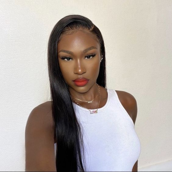 Dark skin makeup with red lips makeup 