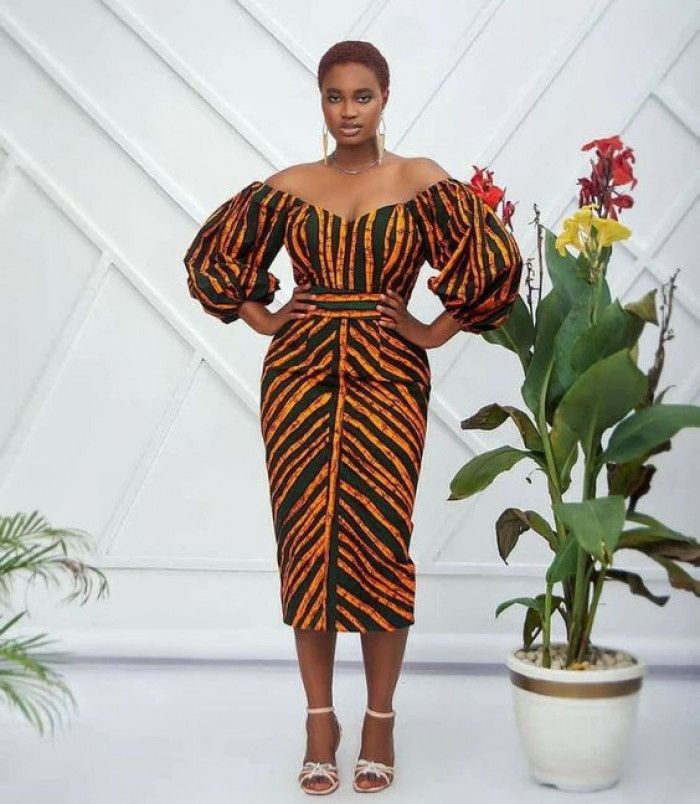 Off-shoulder Ankara dress