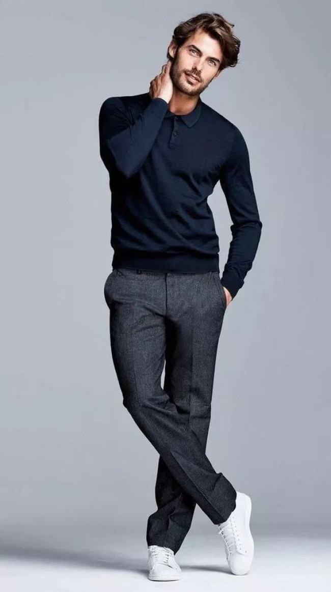 Formal Black Shirt Grey Pants For Men