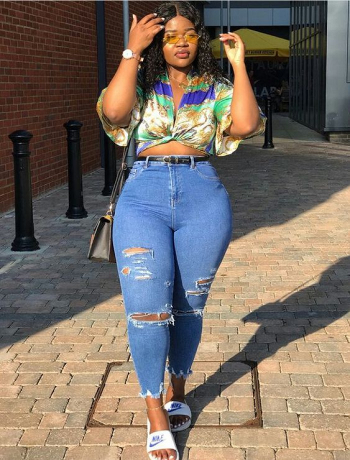 Plus Size Ankara Tops On Jeans 12