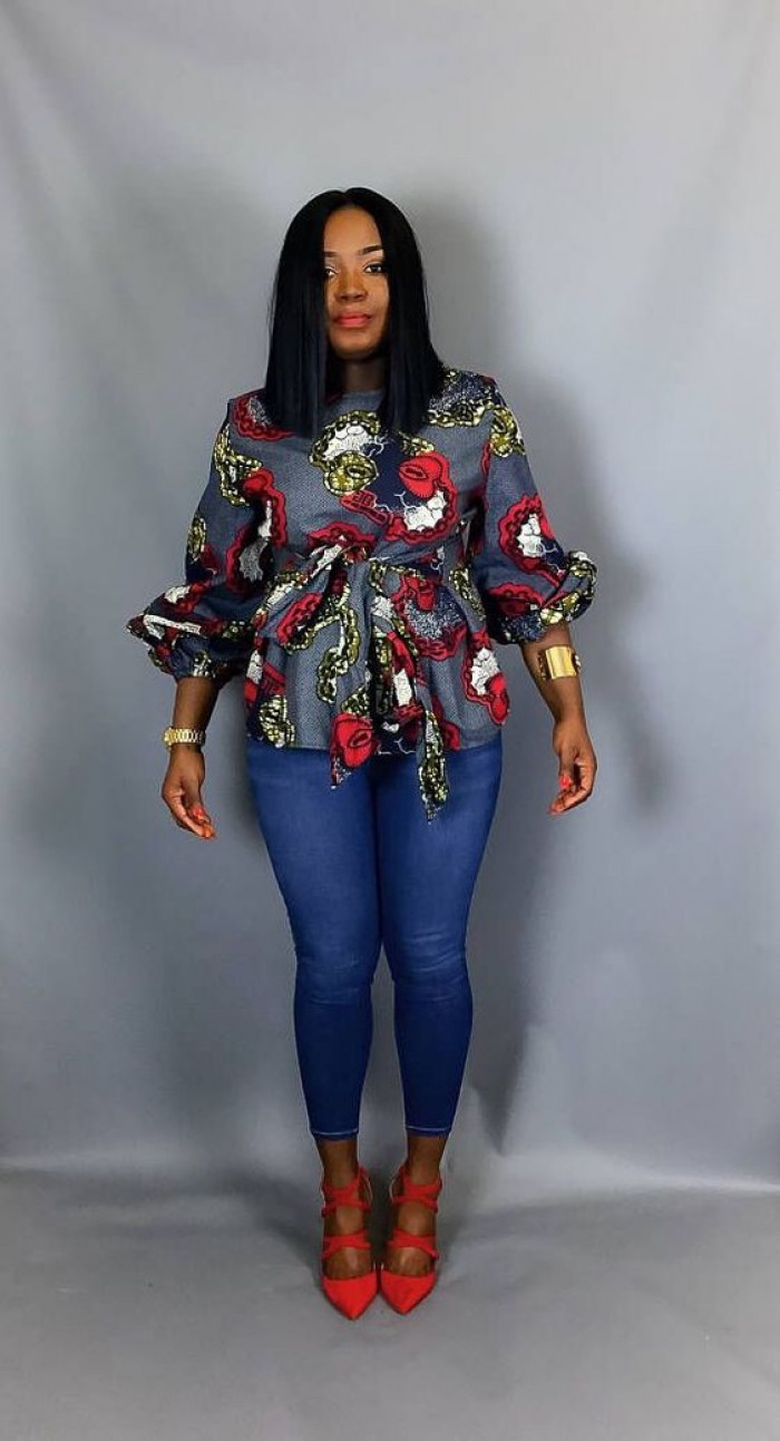 Plus Size Ankara Tops On Jeans 16